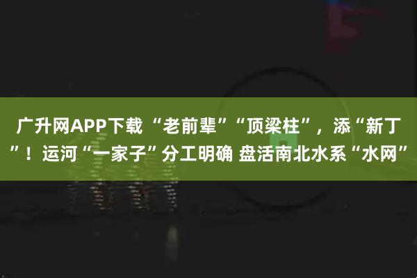 广升网APP下载 “老前辈”“顶梁柱”，添“新丁”！运河“一家子”分工明确 盘活南北水系“水网”